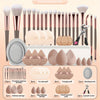 37-Piece Full Makeup Brush & Tool Kit — 20 Multi-Functional Brushes, 6 Sponges, 6 Powder Puffs, Eyelash Curler & Cleaning Bowl