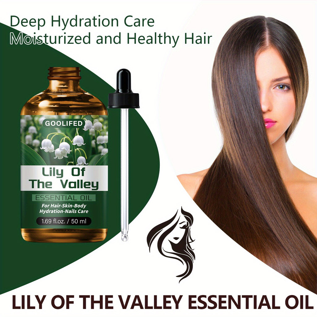 Light Beige Lily of the Valley Essential Oil 1.69 fl oz (50 ml) - No-Methanol Moisturizing & Deep-Conditioning Oil for Hair, Nails & Body, Unisex, Fresh Scent