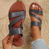 Women's Casual Flat Sandals - Brown Open Toe TPR Sole Comfortable Beach & Home Slides