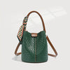 Women's Woven Bucket Bag – Large Capacity Shoulder & Crossbody Handbag with Adjustable Detachable Strap, Polyester-Lined, Multiple Colors