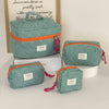 4-Piece Classic Plaid Makeup Bag Set - Minimalist Color-Block Large Capacity Travel Cosmetic Organizers for Women