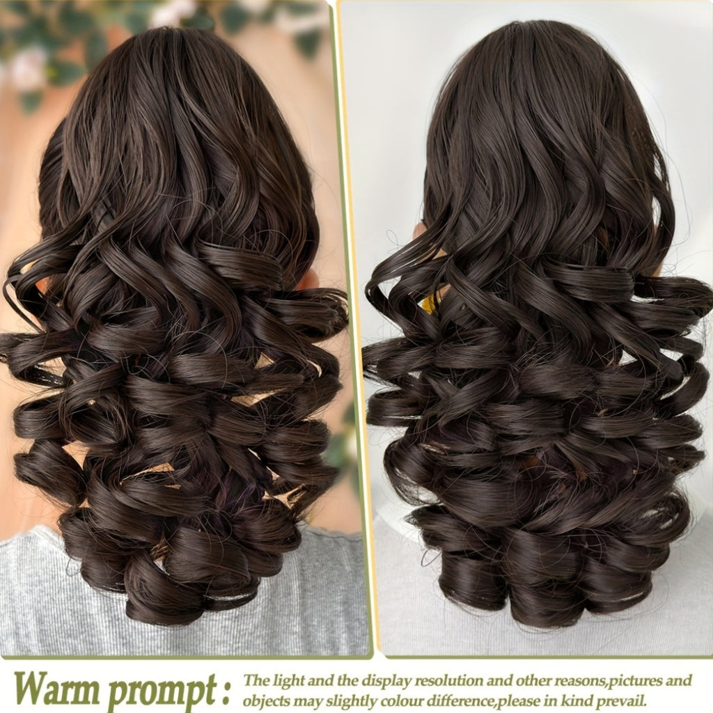 Women's 12-Inch Deep Wave Heat-Resistant Synthetic Claw Ponytail Hair Extension, Curly Clip-In, Multiple Colors (Black, Brown, Blonde, Red, Gray, Beige, White)