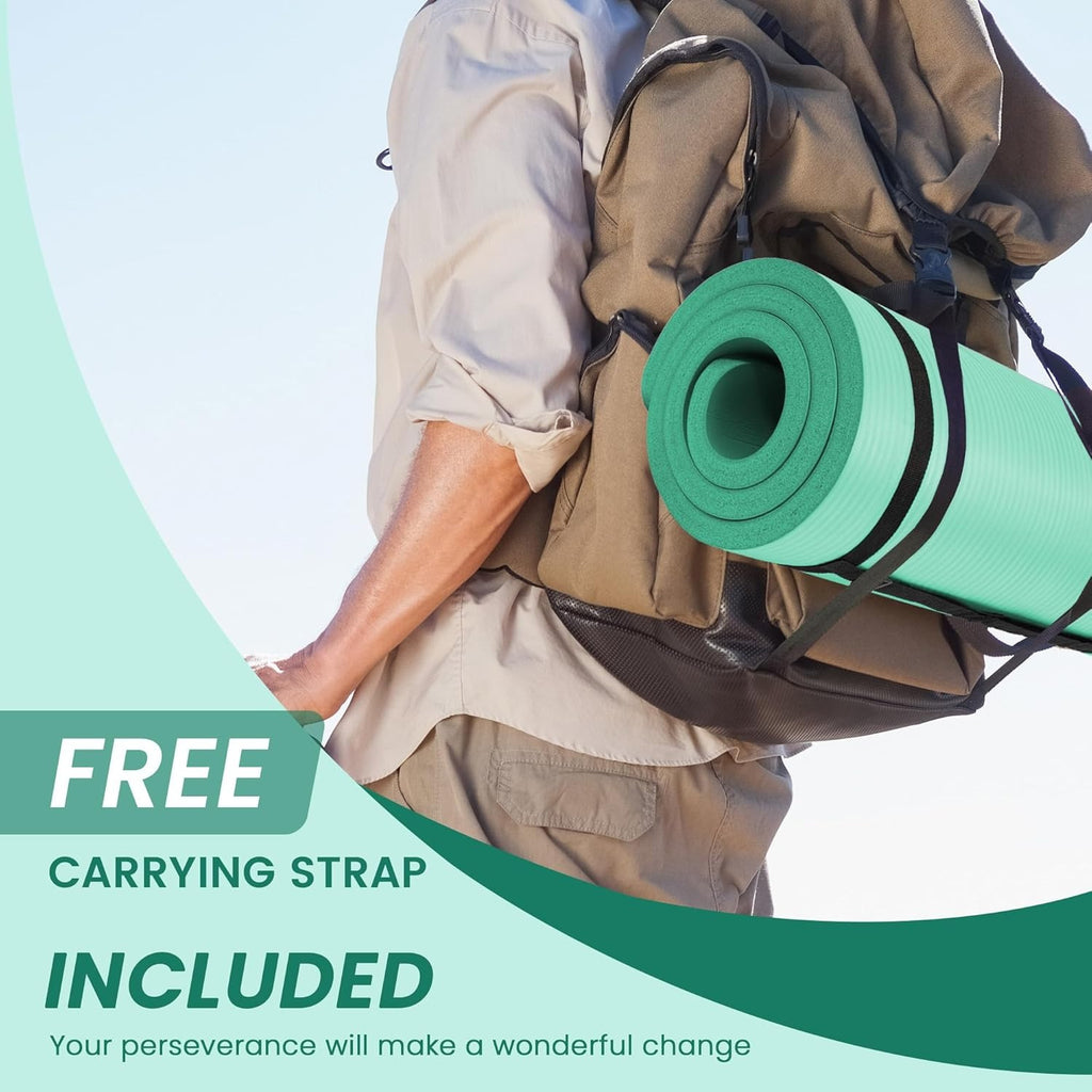 BalanceFrom 1" (25 mm) Extra Thick Yoga Mat - 71 in x 24 in (180 x 61 cm) High-Density Non-Slip Pilates & Exercise Mat with Carry Strap