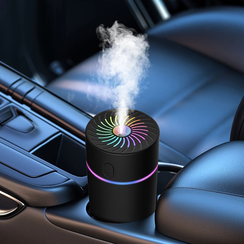 USB Mini Car Air Freshener & Humidifier, Essential Oil Aroma Diffuser with 7-Color LED for Cars, Home, Office, Travel (No Battery)