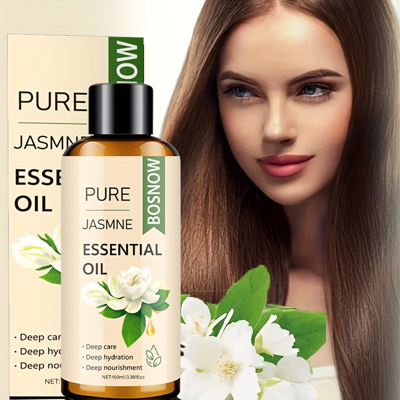 Pure Jasmine Hair Oil 100ml (3.38 fl oz) - Plant Squalane & Glycerin Moisturizing Oil for Normal Hair, Unisex