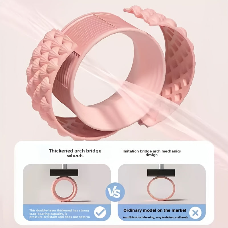 Pilates Wheel & Back Massager – Manual Core Roller with Sturdy Base for Spinal Decompression and Ab Strengthening | Home Gym Equipment (Pink / Light Blue / Light Purple)