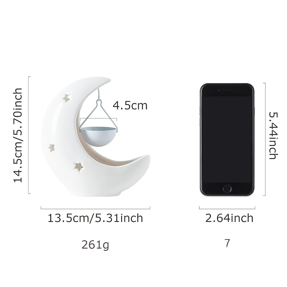 Star and Moon Ceramic Candle Holder | Essential Oil Diffuser & Arabian Desktop Home Decor | Eid & Holiday Gift