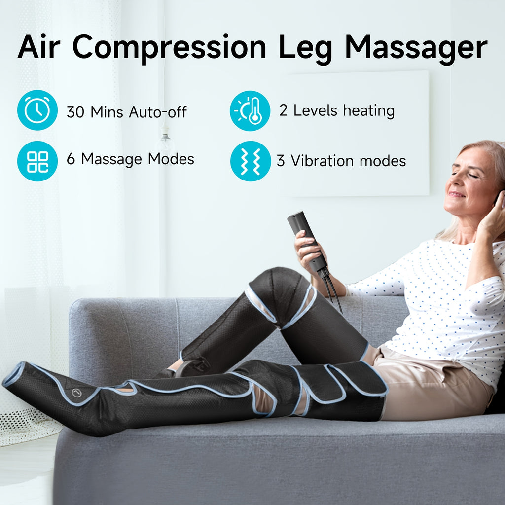 ALLJOY Full Leg Heat Massager — Foot, Calf & Thigh Compression, 6 Modes, 3 Intensities, 2 Heat Levels — Gift for Mom & Dad