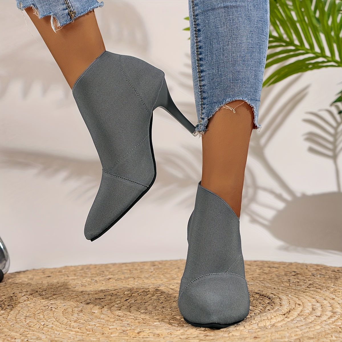 Women's Slip-On Pointed Toe Stretch High Heel Pumps — Slim Stiletto Casual Walking Shoes