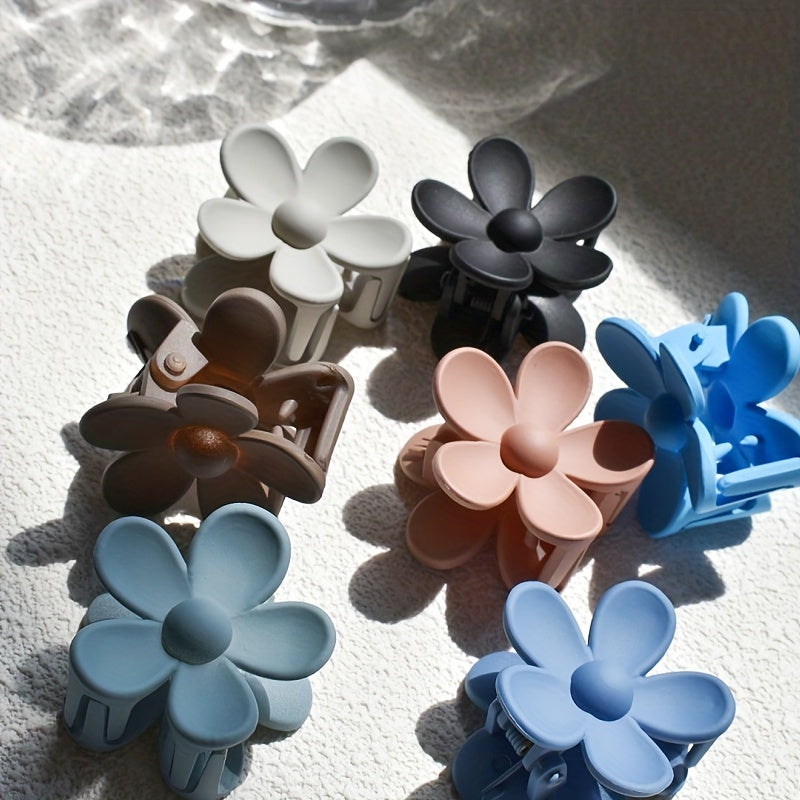 8-Pack Frosted Macaron Flower Hair Clips for Women – Small Neutral Floral Braid & Styling Accessories