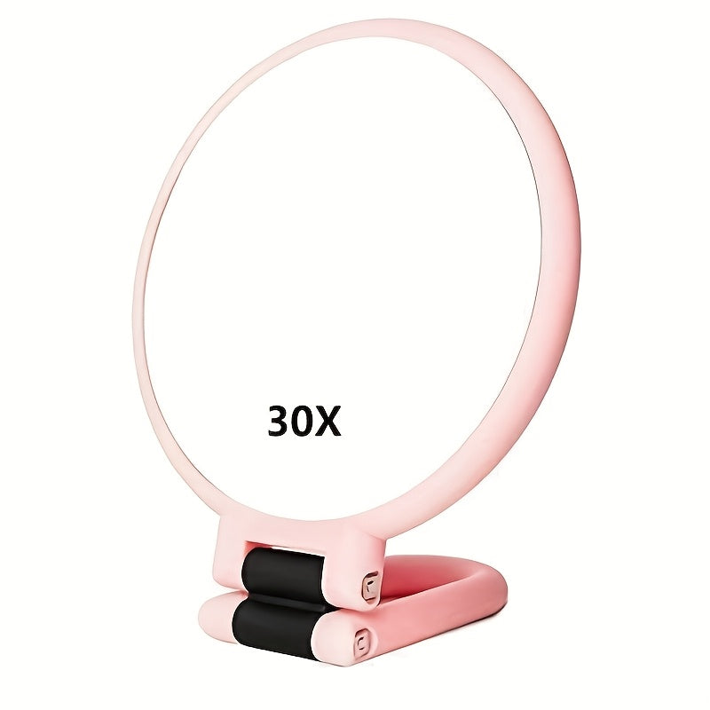 30X/1X Dual-Sided Magnifying Makeup Mirror, 360° Adjustable Stand, Portable Travel Mirror, Green Frame White Oval