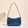 Golden Crocodile-Embossed Shoulder Baguette Bag for Women, Metallic Underarm Purse — Chic Everyday & Mother's Day Gift
