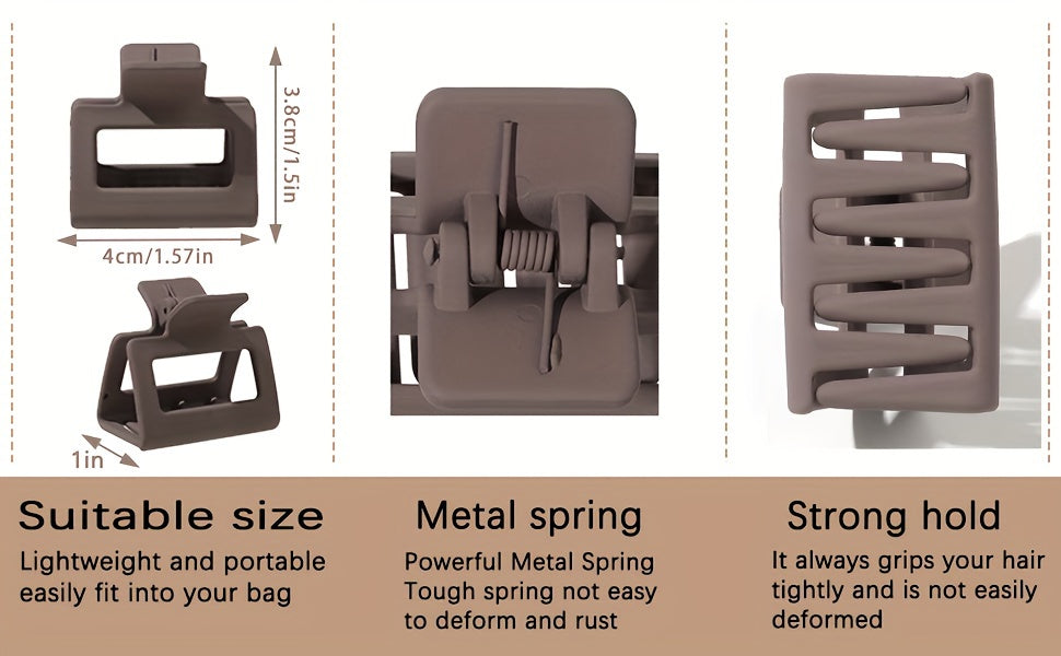 Medium 1.6 in (4.1 cm) Matte Rectangle Double-Row Hair Claw Clips for Thin to Medium Fine Hair – Non-Slip Jaw, Smooth Grip, 4-Pack or 8-Pack