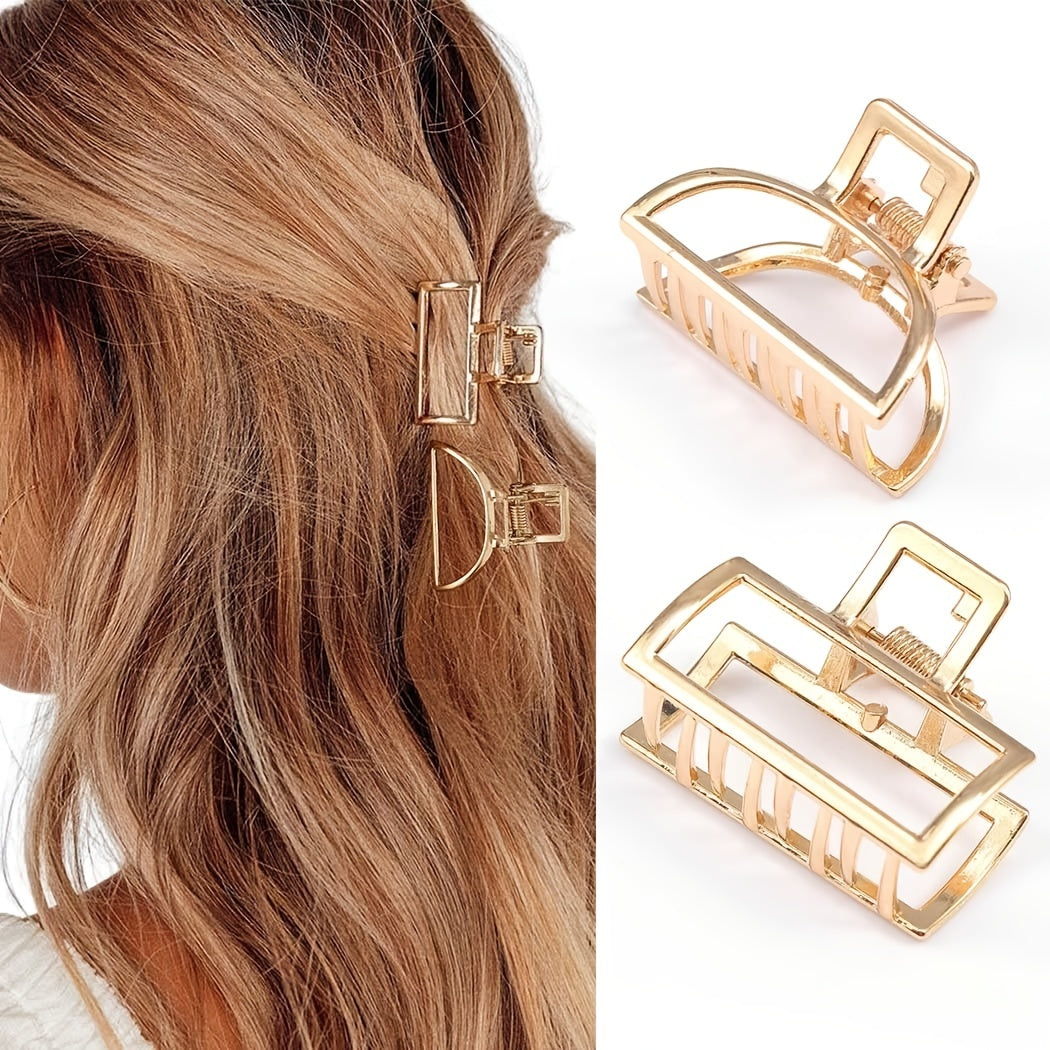 Gold Alloy Hair Claw Clip - Non-Slip Strong Hold Jaw Clip for Thick Hair, Vintage Hollow Design