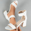 Lightweight Breathable Women's Knit Heeled Sandals - Minimalist Open Toe Block Heel with Adjustable Ankle Strap, 11 Colors