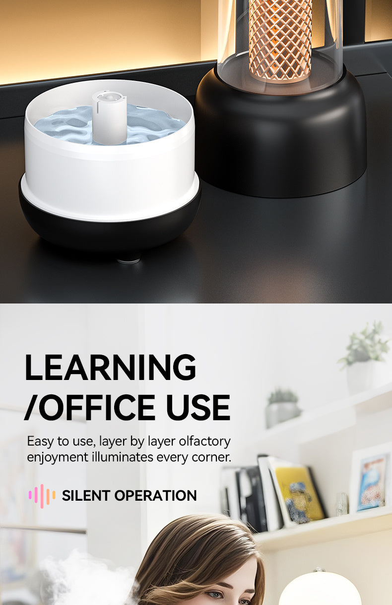 USB Desktop Humidifier & Aromatherapy Diffuser with Timer and Colorful Ambient LED Light for Home & Office