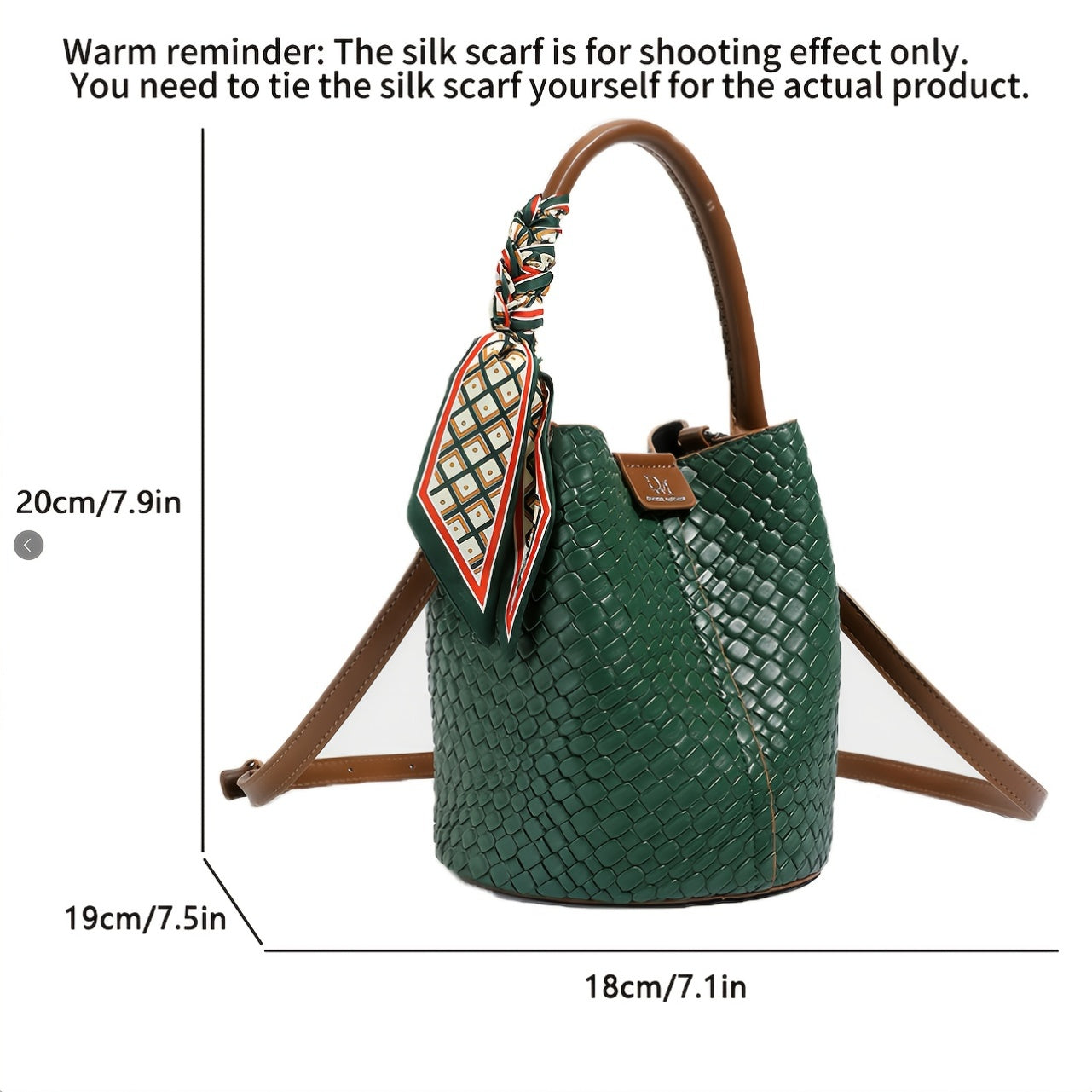 Women's Woven Bucket Bag – Large Capacity Shoulder & Crossbody Handbag with Adjustable Detachable Strap, Polyester-Lined, Multiple Colors