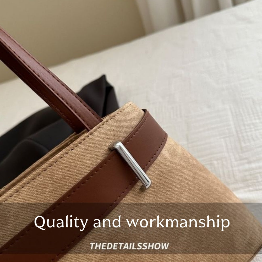 Women's Retro French Baguette Shoulder Bag – Large Capacity PU Leather Underarm Handbag with Gold Hardware, Zipper Closure (Black, Khaki)