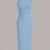 Elegant Sleeveless Crew Neck Bodycon Dress for Women Ruched Bust Spring Summer