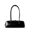 Women's Large Capacity Cowhide Baguette Shoulder Bag, Split Leather Handbag with Zipper and Adjustable Crossbody/Underarm Strap, Gold Hardware