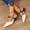Pointed Toe Block Heel Slingback Sandals for Women, Mid Heel Solid Color Dress & Casual Shoes