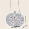 Sunburst Rhinestone Box Clutch — Silver Geometric Evening Bag for Party & Events