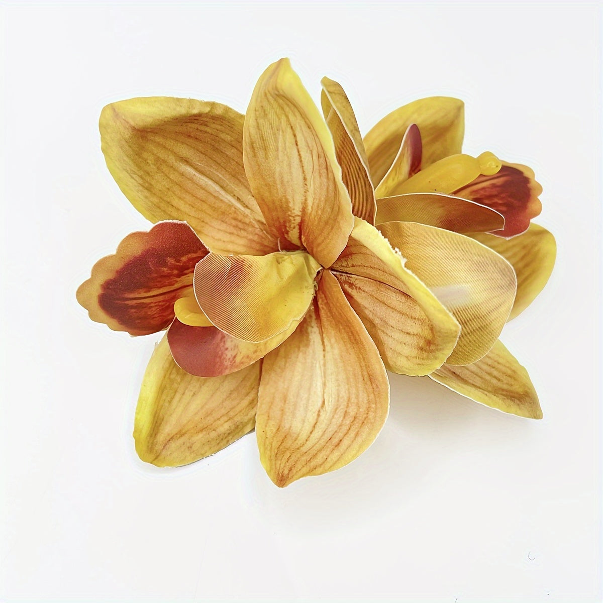 Bohemian Fabric Flower Hair Clip – Tropical Orchid Duckbill Side Hairpin for Weddings & Beach Parties