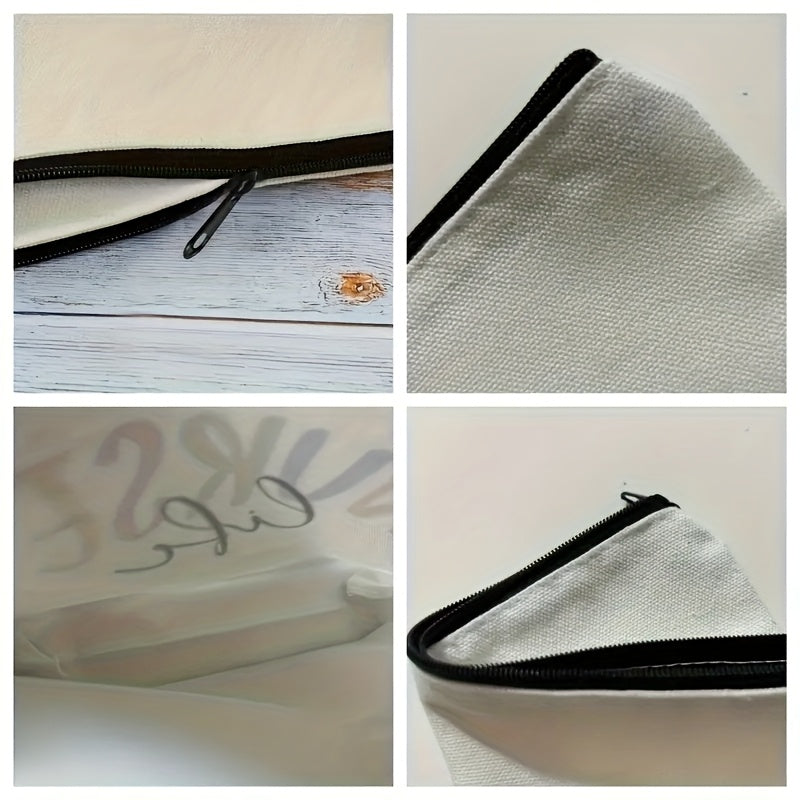 Personalized Women's Makeup Bag – Custom Cursive Name Cosmetic Pouch with Floral Butterfly Print, Creamy Beige Zippered Travel Organizer