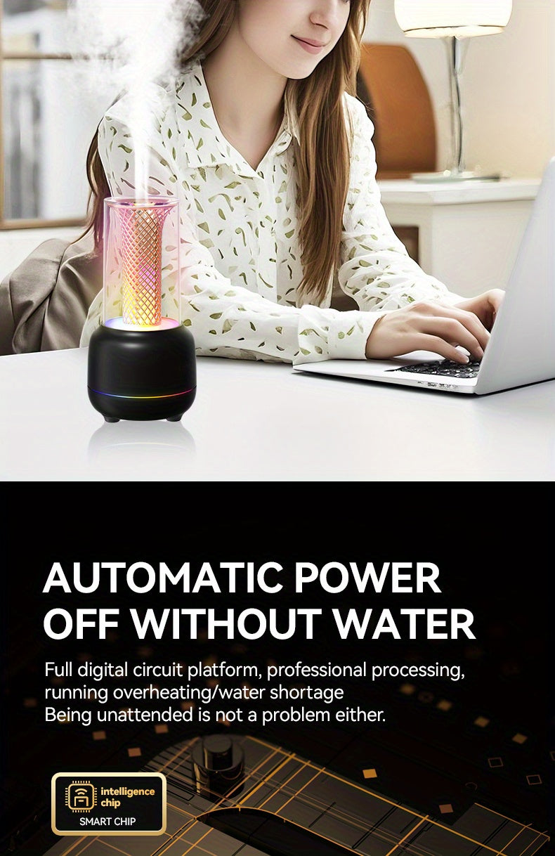 USB Desktop Humidifier & Aromatherapy Diffuser with Timer and Colorful Ambient LED Light for Home & Office