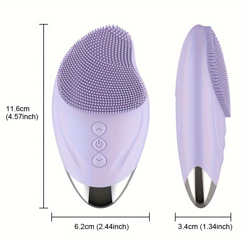 Electric Silicone Facial Cleansing Brush with Heated Eye Massager — USB Rechargeable 300mAh for Deep Exfoliation & Blackhead Removal (Men & Women)