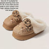 Cozy Fleece-Lined Women's Slip-On Slippers - Non-Slip Thick EVA Sole, Soft Fabric Upper, Cute Cartoon Indoor House Shoes, All-Season