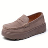 Women's Burgundy Slip-On Loafers - Cushioned PU Insole, Anti-Slip Rubber Sole & Elastic Panels