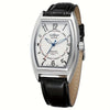 Women's Automatic Mechanical Watch Tonneau Case Faux Leather Strap Blue Hands Date Calendar Vintage Gift