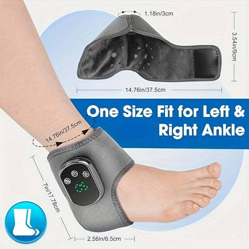 Adjustable Wireless Ankle Massager with Heat & Vibration – Rechargeable Temperature Sensing Timer, Unisex Gift