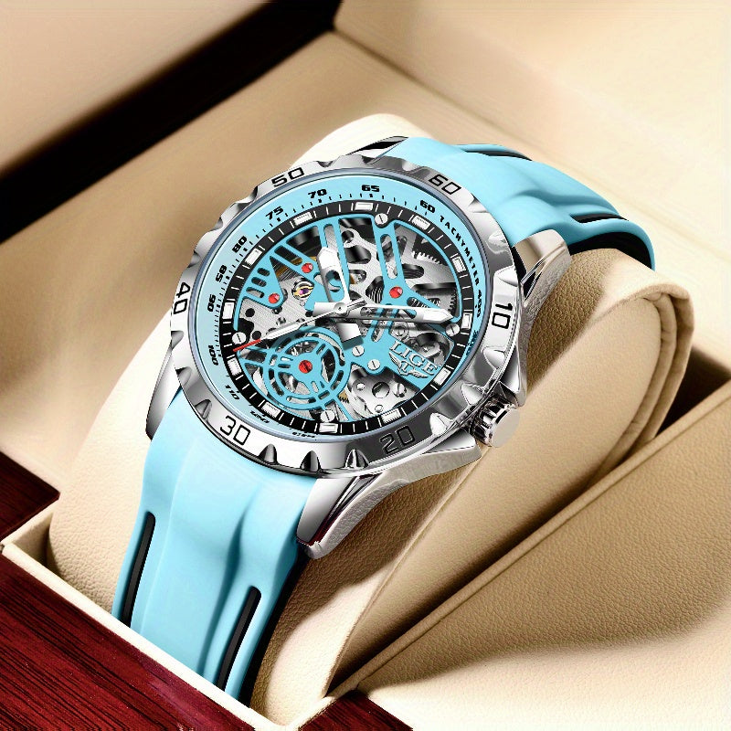 Luxury Automatic Women's Hollow Dial Mechanical Watch - Silicone Strap Elegant Valentine's Gift