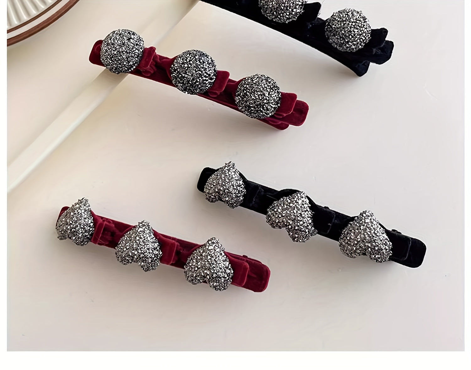 Sparkling Braided Rhinestone Hair Clips for Women Duckbill Barrettes Hairpins