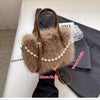 Faux Fur Embellished Crossbody Bag for Women – Detachable Strap, Magnetic Closure Compact Chic Handbag (Bright Pink, Khaki, Coffee, White, Black)