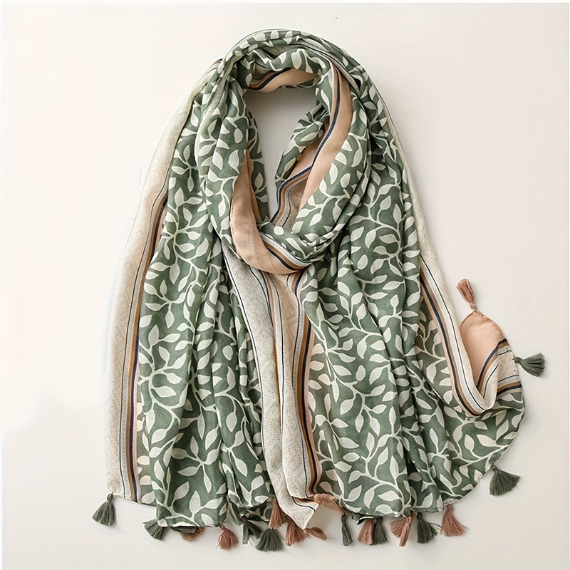 Trendy Tassel Shawl Scarf 180 x 90 cm (70.9 x 35.4 in) – Lightweight Printed Rectangular Women's Scarf, Beach Wrap & Headscarf