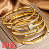 3-Pack Stainless Steel Bracelets, Elegant Stackable Hypoallergenic Wristwear for Daily & Holiday Gifts