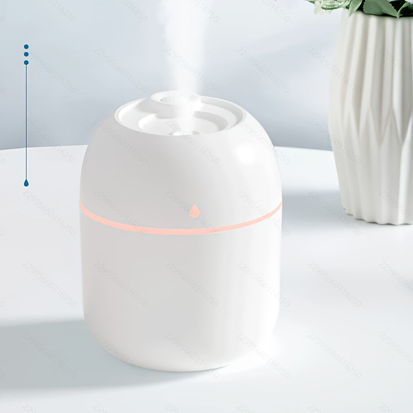 220ml (7.4 fl oz) Portable Humidifier & Essential Oil Diffuser, USB Powered, Warm Mist, Pre-Filter, Sleek Cylindrical Transparent Design