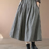 Plus Size Plaid A-Line Midi Skirt – Dark Blue Navy Houndstooth, Belt-Free Waist, Pockets, Wrinkle-Resistant, Machine Washable, All-Season