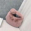 Faux Fur Handbag for Women – Plush Mixed-Color Zipper Purse, Unlined Chemical Fiber, Cute Chopstick-Style