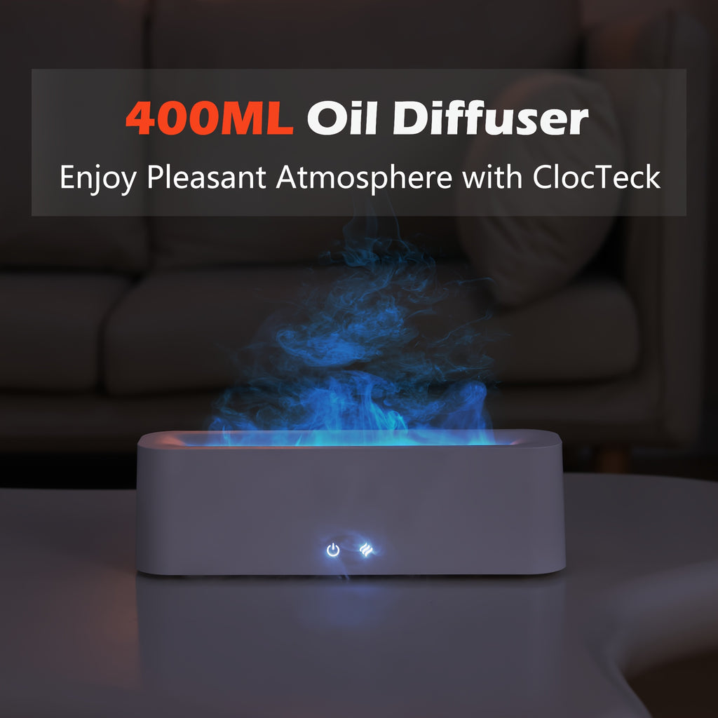 Clocteck 400ml (13.5 fl oz) Aromatherapy Essential Oil Diffuser & Humidifier, Color LED Light, Timer, Auto Shut-Off for Bedroom Office Living Room