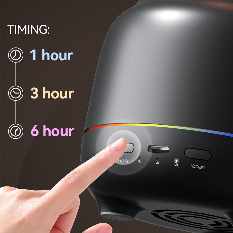 USB Desktop Humidifier & Aromatherapy Diffuser with Timer and Colorful Ambient LED Light for Home & Office