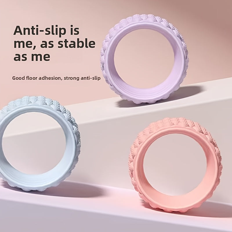 Pilates Wheel & Back Massager – Manual Core Roller with Sturdy Base for Spinal Decompression and Ab Strengthening | Home Gym Equipment (Pink / Light Blue / Light Purple)