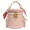 Mini Cylinder Bucket Bag - Retro Animal Print Faux Leather Crossbody Handbag for Women