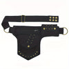 Black Fabric Belt Bag for Women - Casual Multi-Functional Zipper Phone Pouch with Rivet Detail
