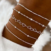 Set of 5 Delicate Chain Bracelets – Stackable Layered Women's Daily & Party Jewelry