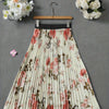 Pleated A-Line Floral Skirt with Black Hem - Short to Midi, Structured No-Stretch, Wrinkle-Resistant, Machine Washable