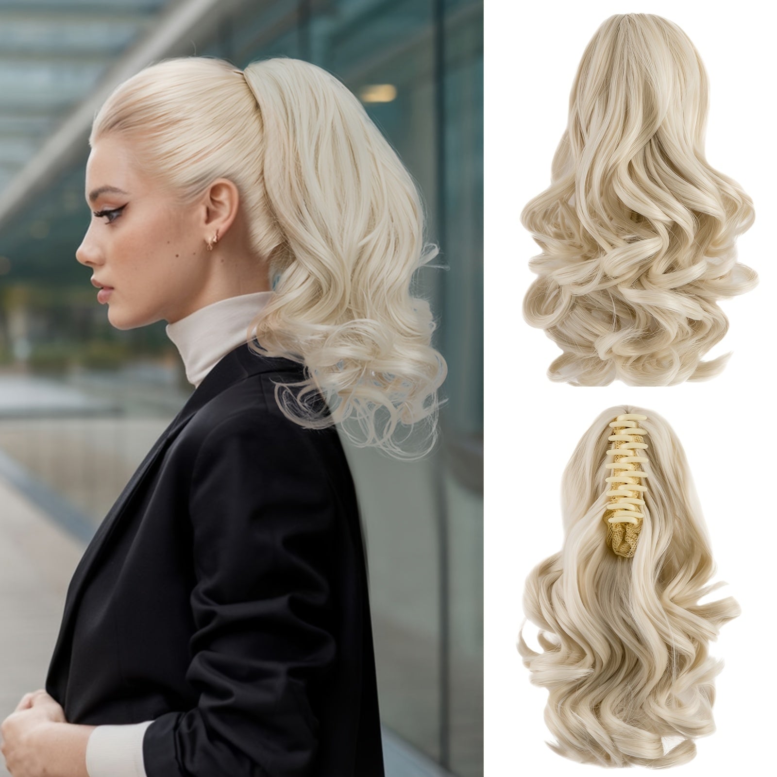 Curly Wavy Clip-In Ponytail – Clip-On Volumizing Hair Extension for Women – Heat-Resistant Fiber